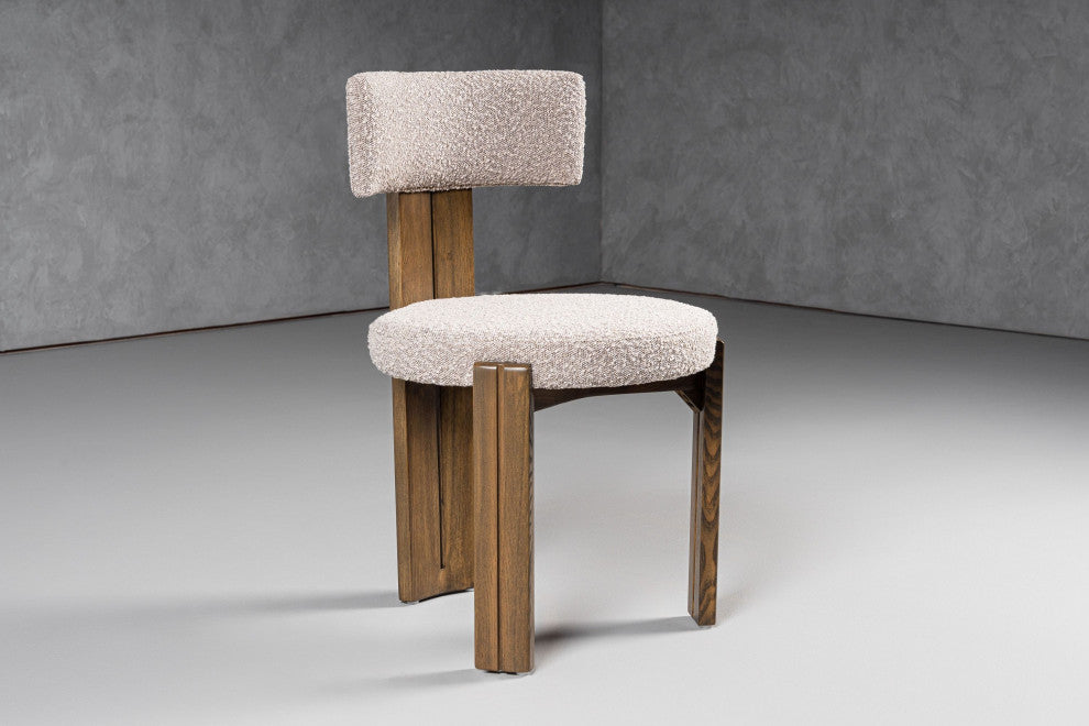 Modrest Sheridan Mid-Century Grey Fabric, Walnut Dining Chair