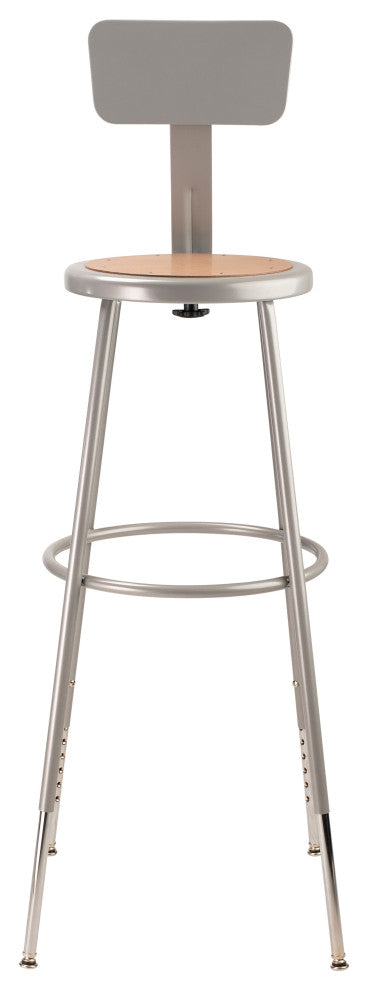 NPS 32"-39" Height Adjustable Heavy Duty Steel Stool With Backrest, Grey