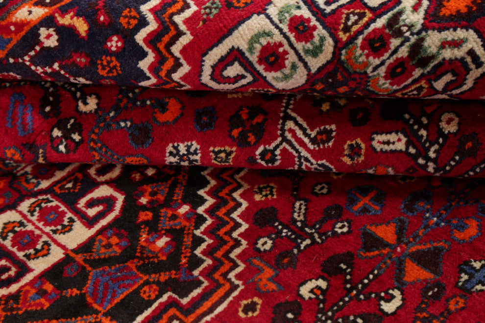 Consigned, Oriental Traditional Hand-Knotted Vintage Persian Area Rug, Red, 5x8