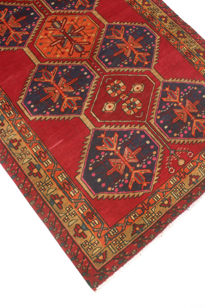 Fine Vintage Distressed Ghafaar Red/Beige Runner, 4'1x10'2