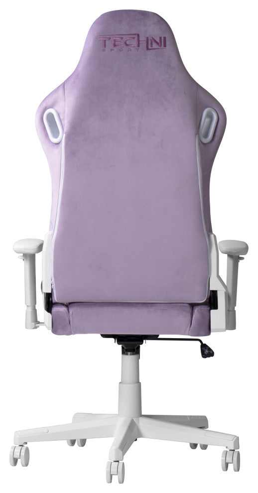 Techni Sport TSF45C Velvet Memory Foam Gaming Chair "“ White, Purple