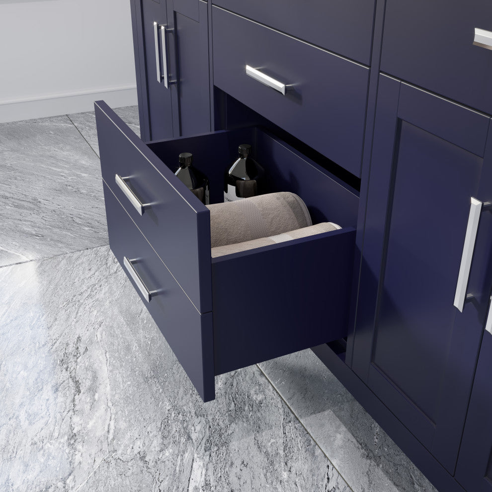 Kali Vanity with Power Bar and Drawer Organizer, Navy Blue, 72"