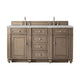 Bristol 60" Double Vanity, Whitewashed Walnut, Victorian Silver Quartz