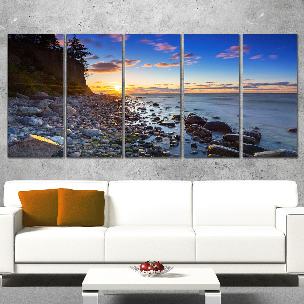 "Baltic Sea and Orlowo Cliff at Sunrise" Wall Artwork, 5 Panels