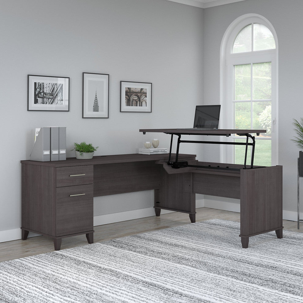 Bush Furniture Somerset 72" Sit to Stand L Shaped Desk, Storm Gray