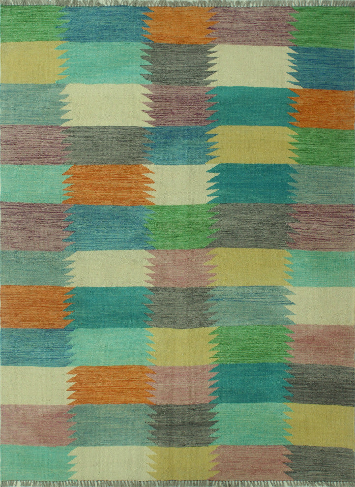 Winchester Kilim Inez Turquoise/Purple Rug, 4'10x6'5