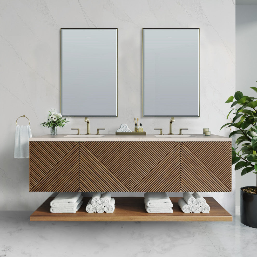 Marcello 72" Double Vanity, Chestnut, Eternal Marfil