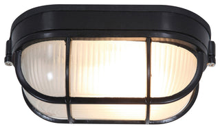 Access Lighting Nauticus Wet Loc 4.25" Bulkhead, Black/Frosted - 20290-BL-FST