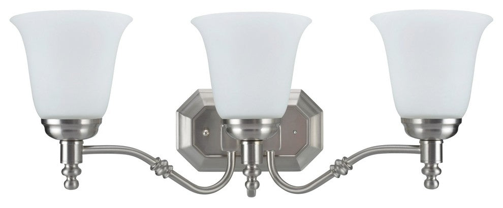 62022-2, 3-Light Metal Bathroom Vanity Wall Light Fixture, Satin Nickel