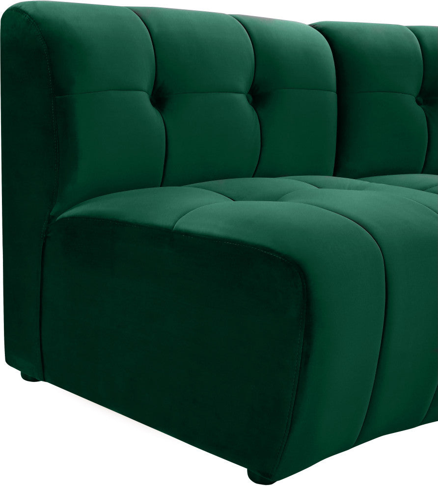 Limitless Velvet Upholstered 9-Piece Modular Sectional, Green