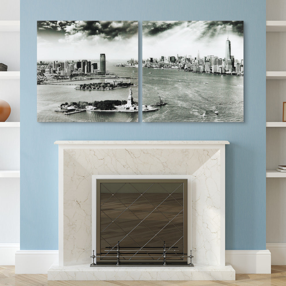 "New York Skyline" Glass Wall Art Frameless Free Floating Tempered Glass Print