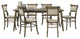 Bistro Vintage Walnut 7-Piece 72" Dining Set With Off White Fabric Dining Chairs