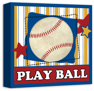Play Ball Baseball 12x12 Canvas Wall Art