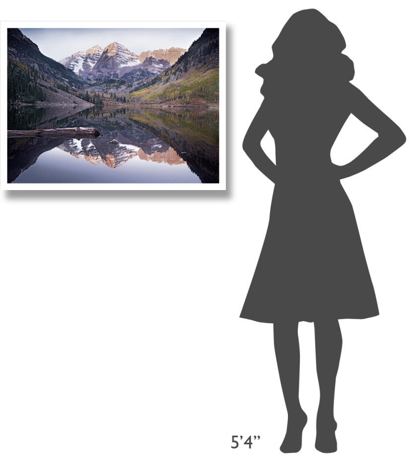 "Maroon Bells reflected, Snowmass Wilderness, White River NP" Paper Art, 34"x26"