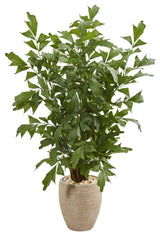 5' Fishtail Palm Artificial Tree, Sand Colored Planter