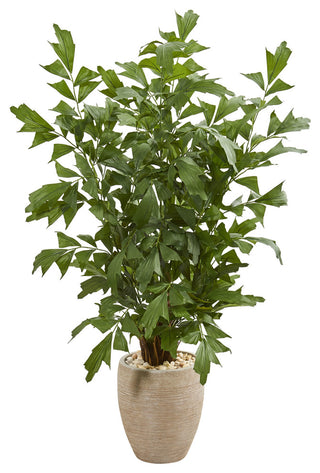 5' Fishtail Palm Artificial Tree, Sand Colored Planter