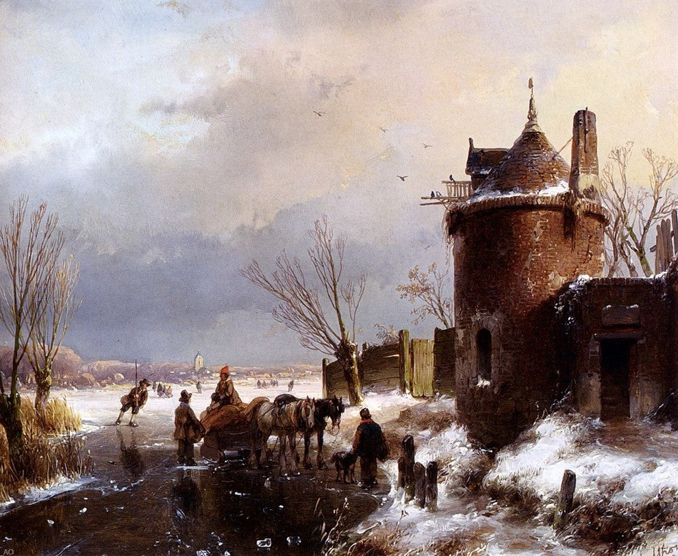 Andreas Schelfhout Figures With A Horse Sledge Wall Decal