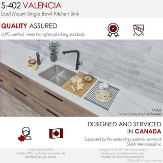 STYLISH Valencia Dual-Mount 31" Stainless Steel Single-Bowl Kitchen Sink