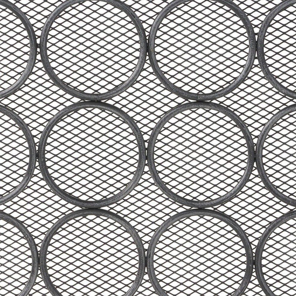 Koda Modern Three Panel Iron Firescreen, Black Silver