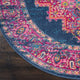 8 Round Blue and Pink Medallion Area Rug