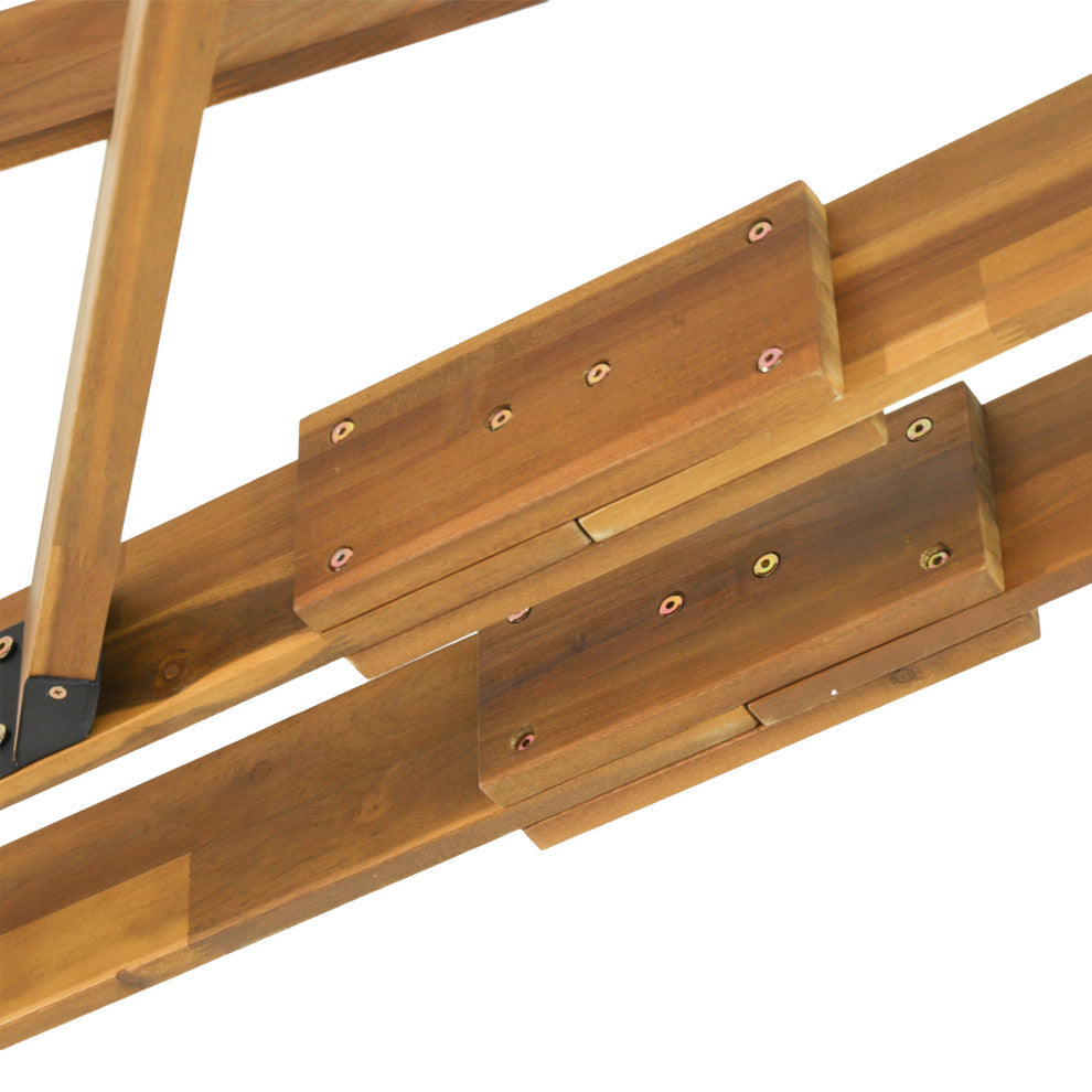 Cardan Outdoor Acacia Wood Triangle Pergola, Teak and Black
