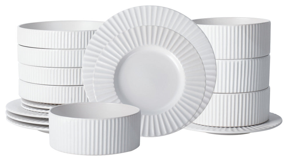 Christian Siriano Lusso Stoneware 16 Piece Dinnerware Set, White