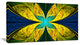 Bright Yellow Blue Fractal Flower, Floral Canvas Art Print, 32"x16"
