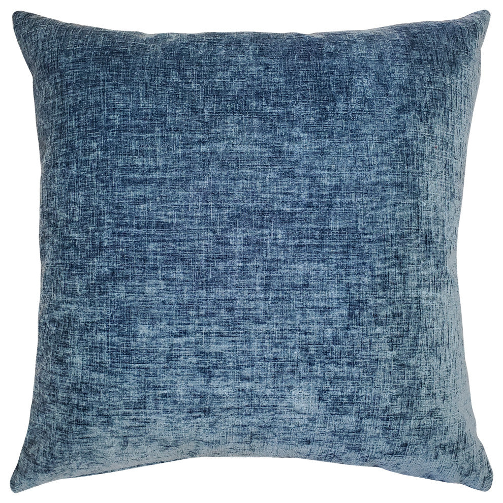 Venetian Velvet Agean Blue Throw Pillow 17x17, with Polyfill Insert