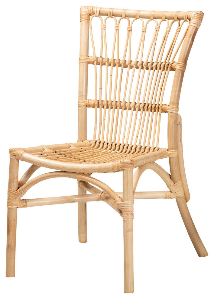 Martine Modern Rattan Dining Chair, Natural Brown