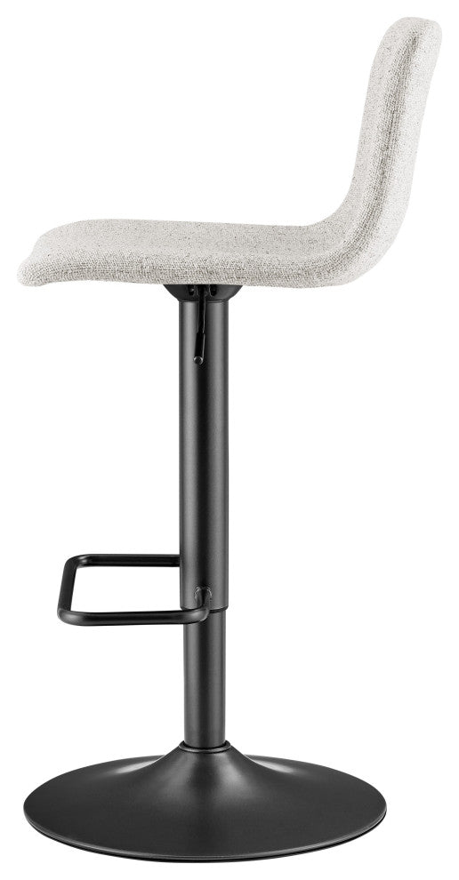 Bruce Gaslift Bar Stool, Pebbled Cream, Fabric