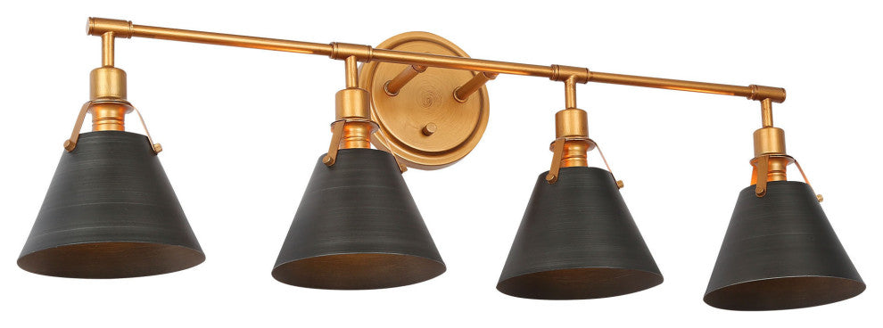 LNC Modern 4-Light Bathroom Vanity Light, Antique Brushed Gold/Gray