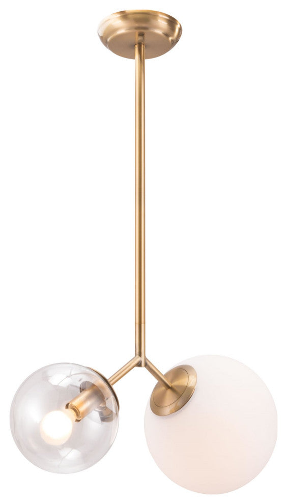Pendant Ceiling Light Fixture, Glass, Steel Metal, Brass, Gold, White, Clear