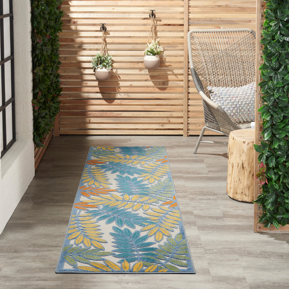 Nourison Aloha 2' x 6' Ivory/Multi Tropical Area Rug