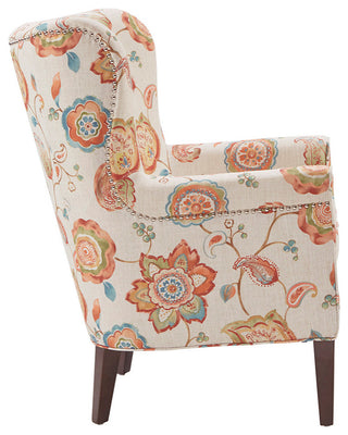 Madison Park Colette Electic Orange Floral Round Wingback Accent Chair