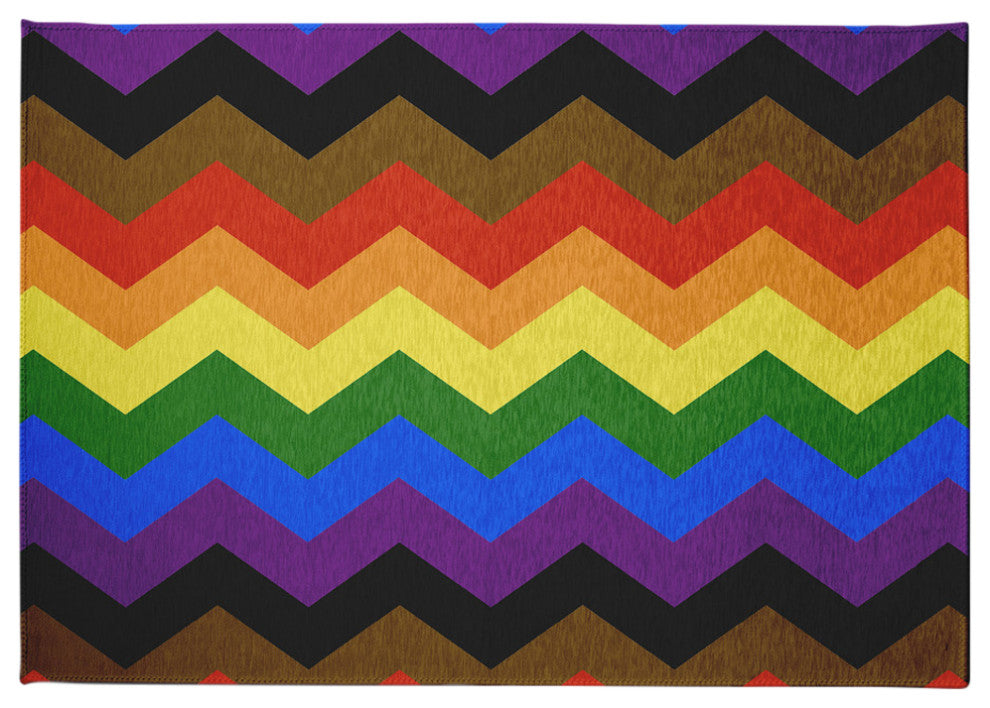 Inclusive Pride Chevron Chenille Rug, Inclusive Pride Chevron, 5'x7'