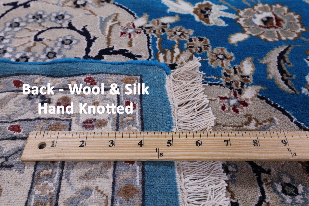 8' 1" X 10' 1" Wool & Silk Hand Knotted Persian Nain Rug - Q13144