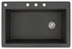 Radius 33" silQ Granite Drop-in Single Bowl Kitchen Sink with 4 Holes in Black