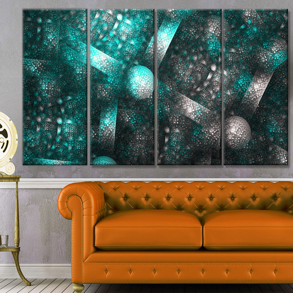 Crystal Cell Blue Steel Texture, Abstract Canvas Art Print, 48"x28", 4 Panels