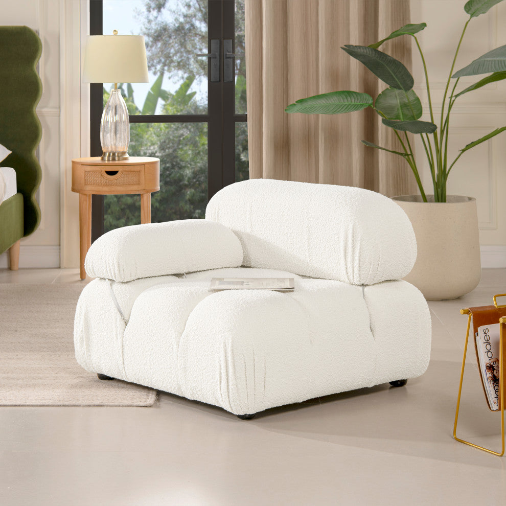 Marcel 36" Modular Arm Chair, Ivory White Boucle