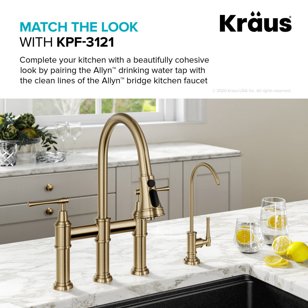 Allyn Drinking Water Dispenser Beverage Kitchen Faucet, Brushed Gold