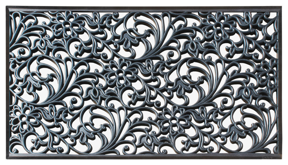 A1HC Floral Large Natural Rubber, Outside entryway Durable Doormat 30"� X 48"