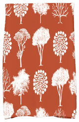 Field of Trees Floral Print Kitchen Towel, Rust