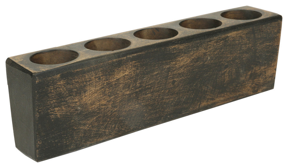 Small Sugar Mold-6 Hole-Mold Only Wood Candle Holder, Black