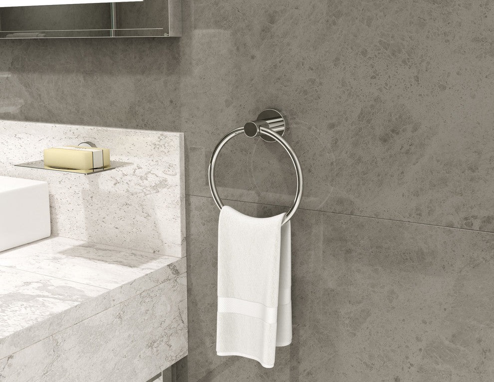 Dia Hand Towel Ring with Mounting Hardware, Chrome
