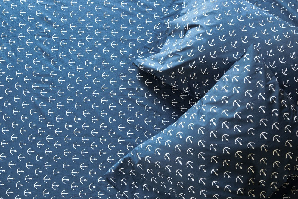 Anchors by David Hart Sheet Set, Navy, Twin XL