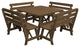 Pine 43" Square Table with Backed Benches, Mushroom Stain