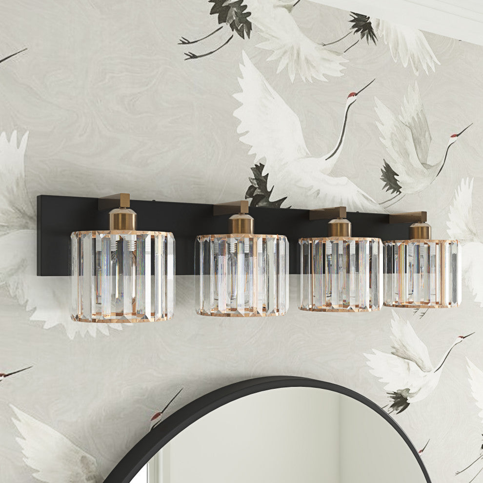 4-Lights Antique Unique Seeded Glass Shade Exquisite Wall Sconces Vanity Light