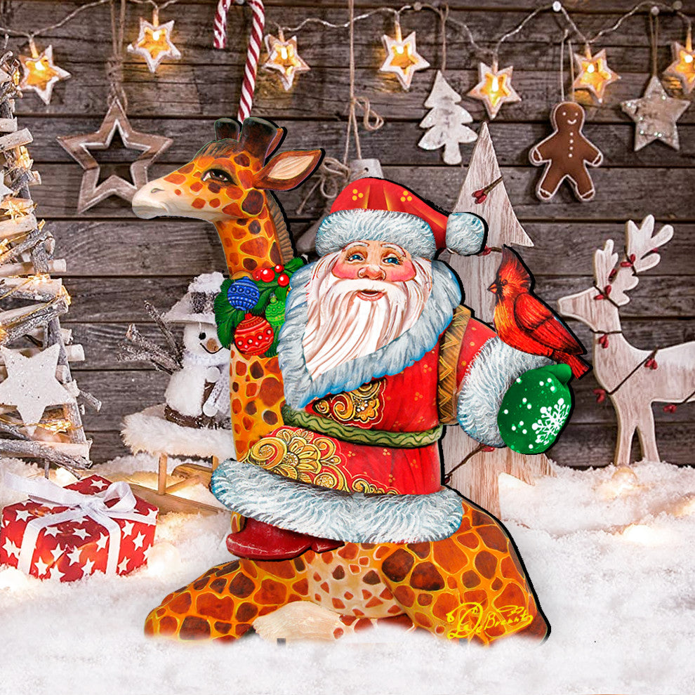 Santa On Giraffe Free Standing