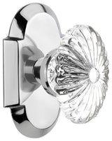 Cottage Plate Passage Oval Fluted Crystal Glass Knob, Bright Chrome