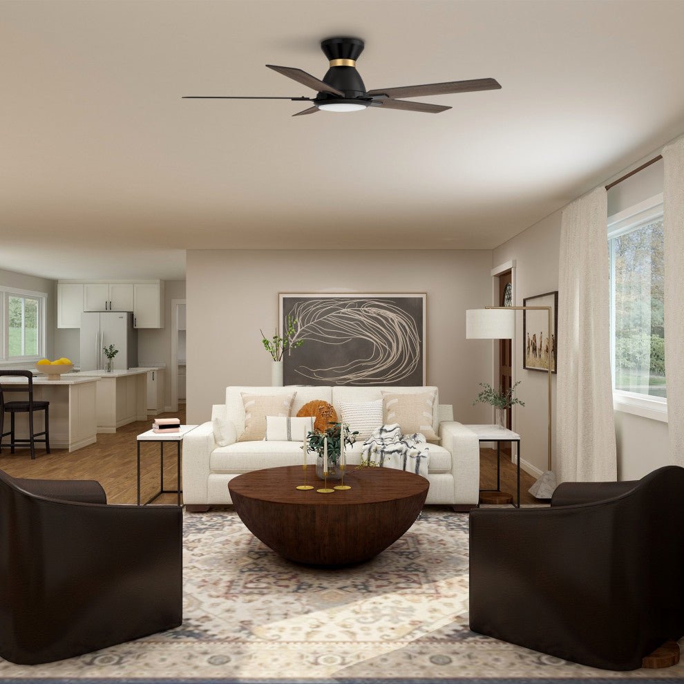 CARRO Flush Mount Ceiling Fan With Dim LED Light and Remote Smart 52" 5-Blade, Reversible Blade